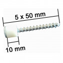 Paquete de 100 tornillos de cabeza plana de 55 mm + separadores de nylon de 10 mm para la fijación de láminas de aislamiento y c