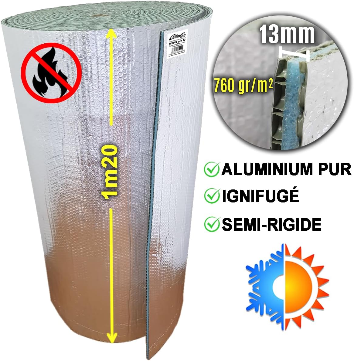 R'BULL pro 13mm Isolant mince aluminium réflecteur
