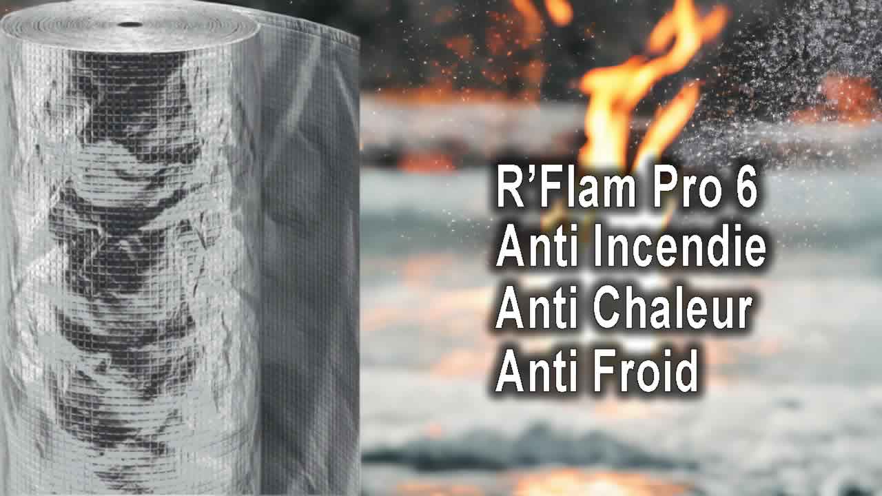 R'Flam Pro 6| Isolant Mince Réflecteur 6mm | Incombustible A1 | Anti incendie, confort d'hiver et confort d'été