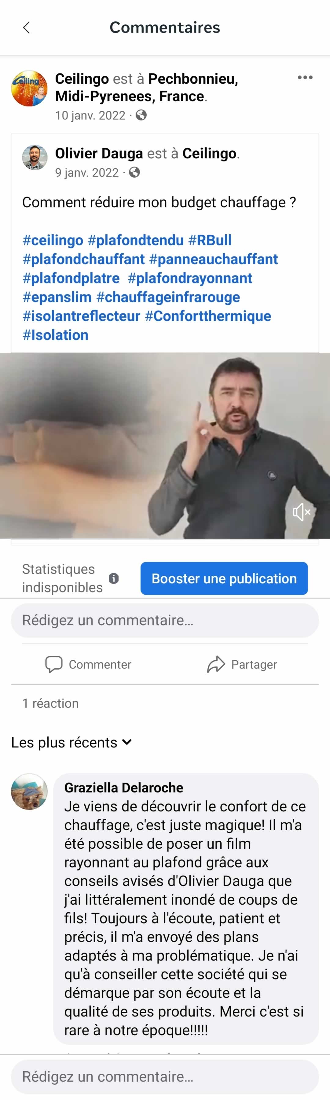 Avis client plafond chauffant Ceilingo